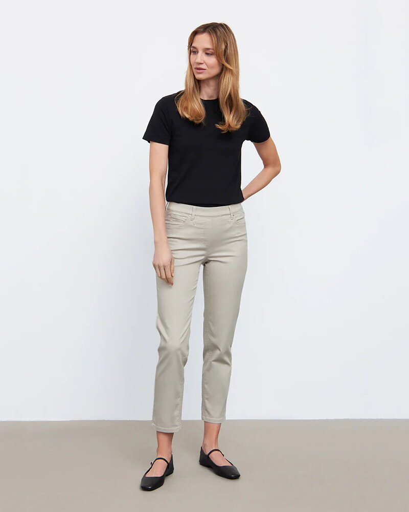 Mirakelbyxa Hannah regular cropped bomull grey-sand