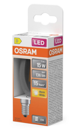 LED-lampa, kron, Led Star Classic B, E14 Klar 1W - 2