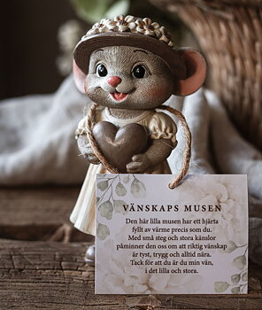 Handmålad Dekormus - VÄNSKAPS MUSEN - Majas Cottage