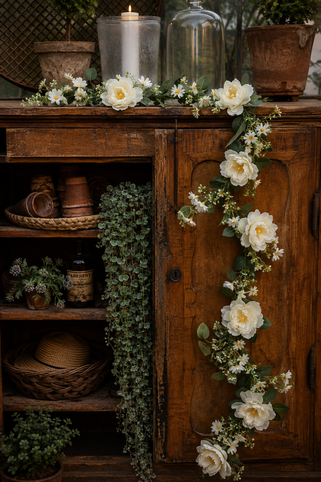 Konstväxt Girlang Blommor Vit - 150 cm - 4