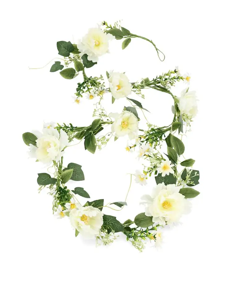 Artificial Plant Garland Flowers White - 150 cm