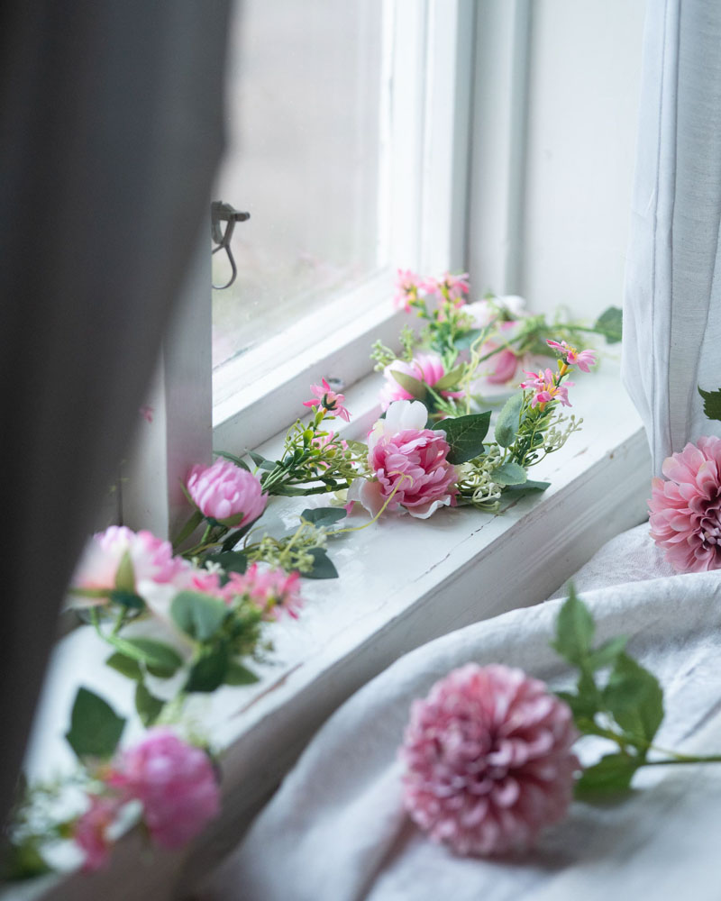 Artificial Plant Garland Flowers Pink - 150 cm - 2