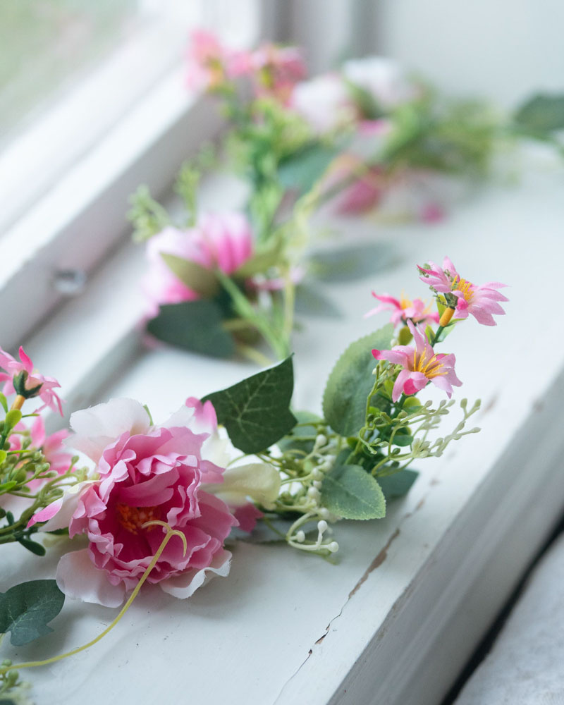 Artificial Plant Garland Flowers Pink - 150 cm