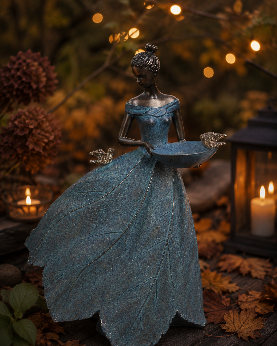 Garden lady with birdbath - Girl - Green - 60 cm - 3