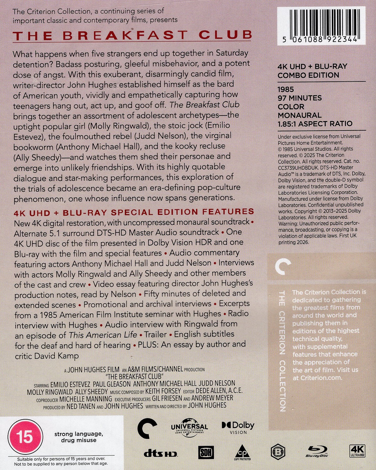 Breakfast Club (Criterion Collection) (ej svensk text) (4K Ultra HD + Blu-ray) - 2