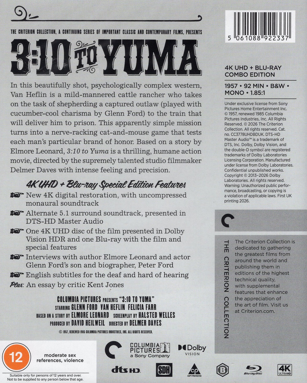 3:10 To Yuma (Criterion Collection) (ej svensk text) (4K Ultra HD + Blu-ray) - 2