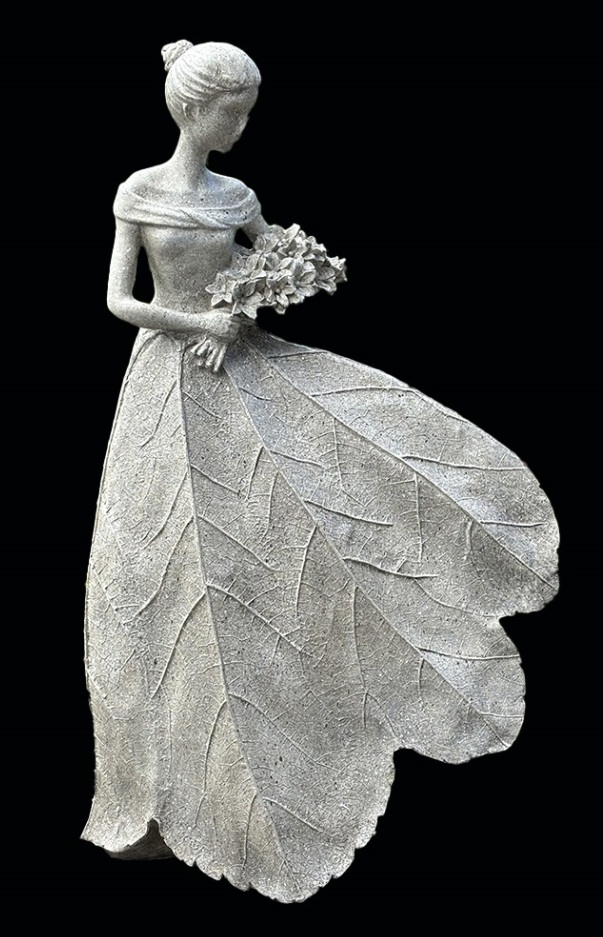 Garden lady with bouquet - Girl - Grey/Concrete colour - 60 cm - 2