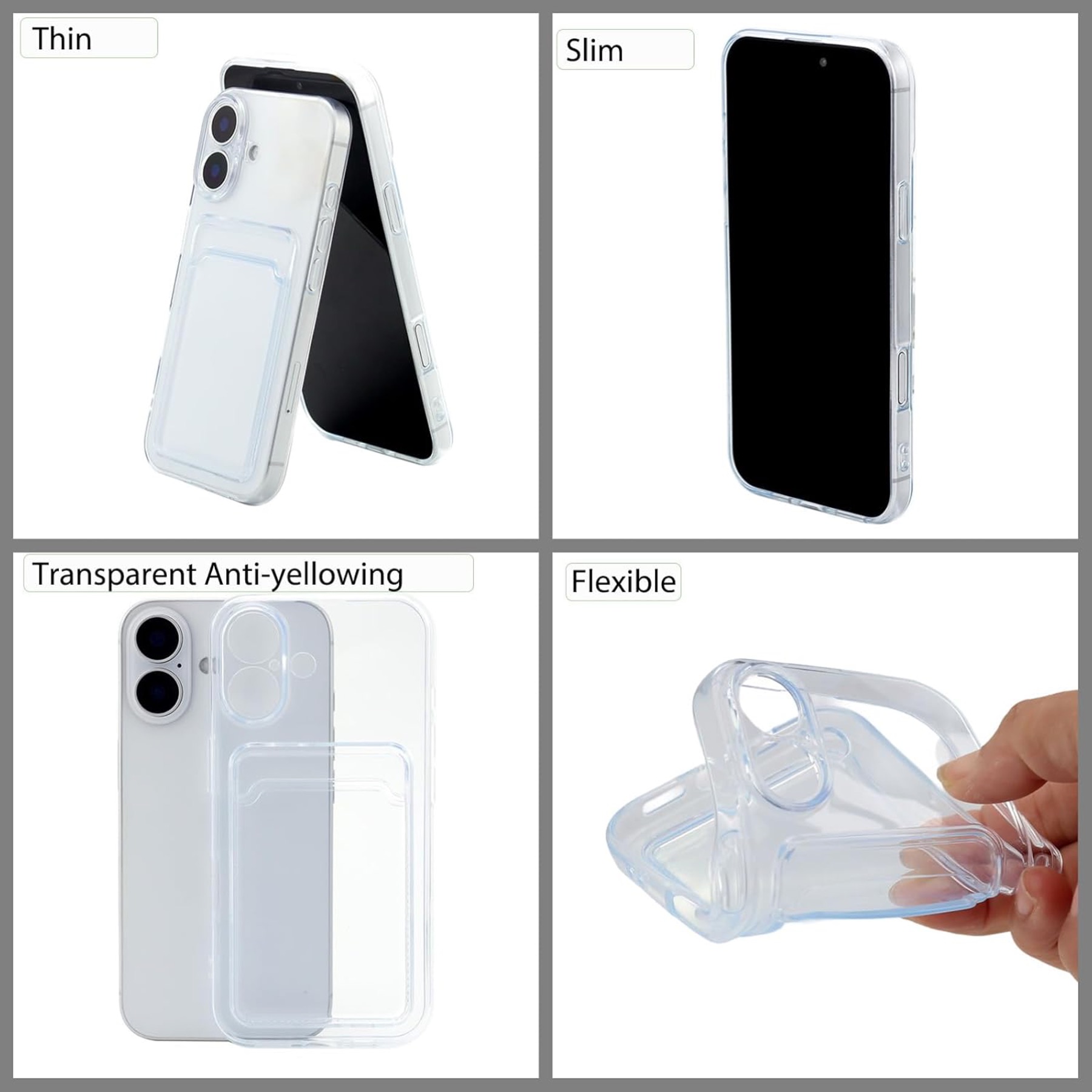 1SWEDEN skal för Iphone 16 Plus - mobilskal korthållare slot TPU - 4
