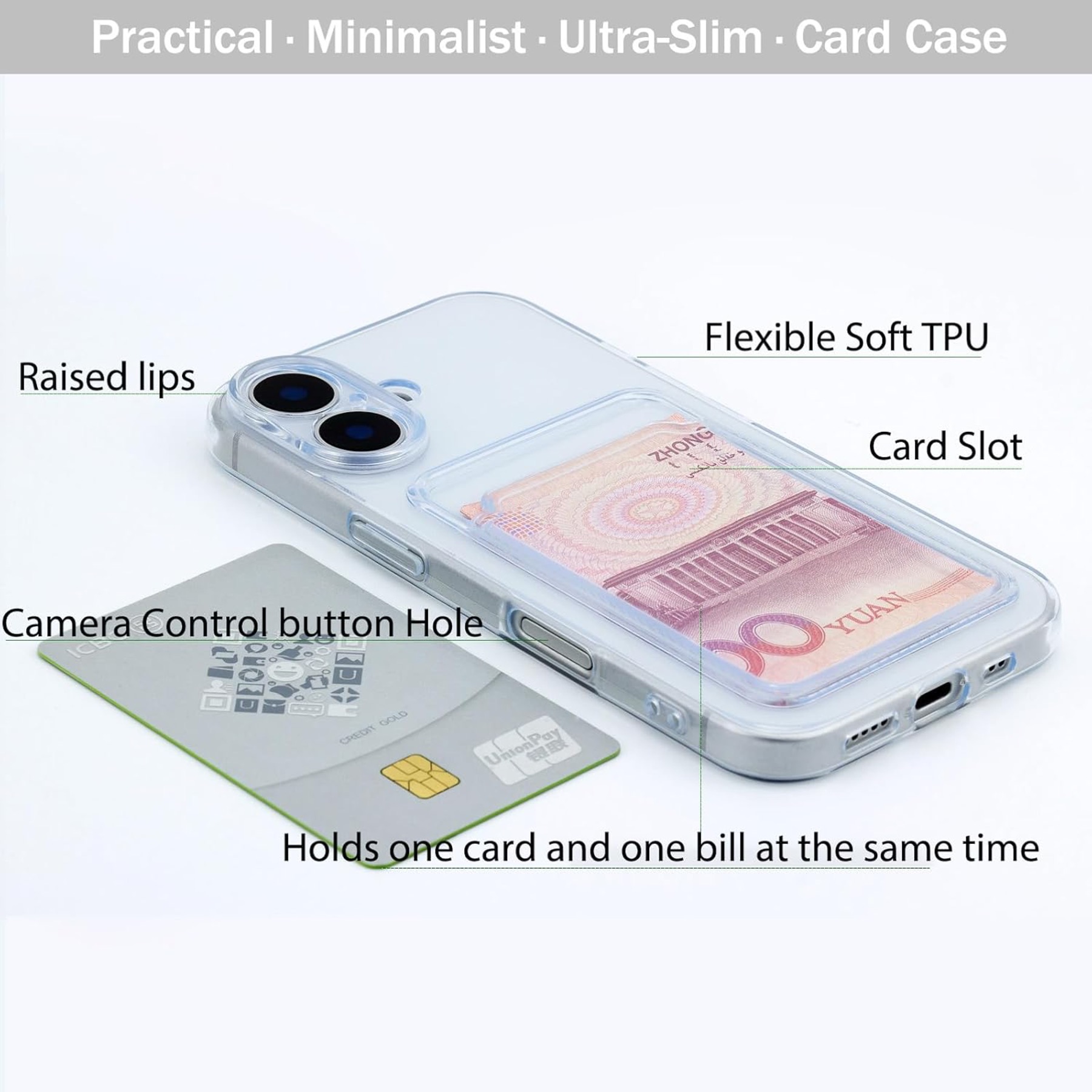 1SWEDEN skal för Iphone 16 Plus - mobilskal korthållare slot TPU - 3