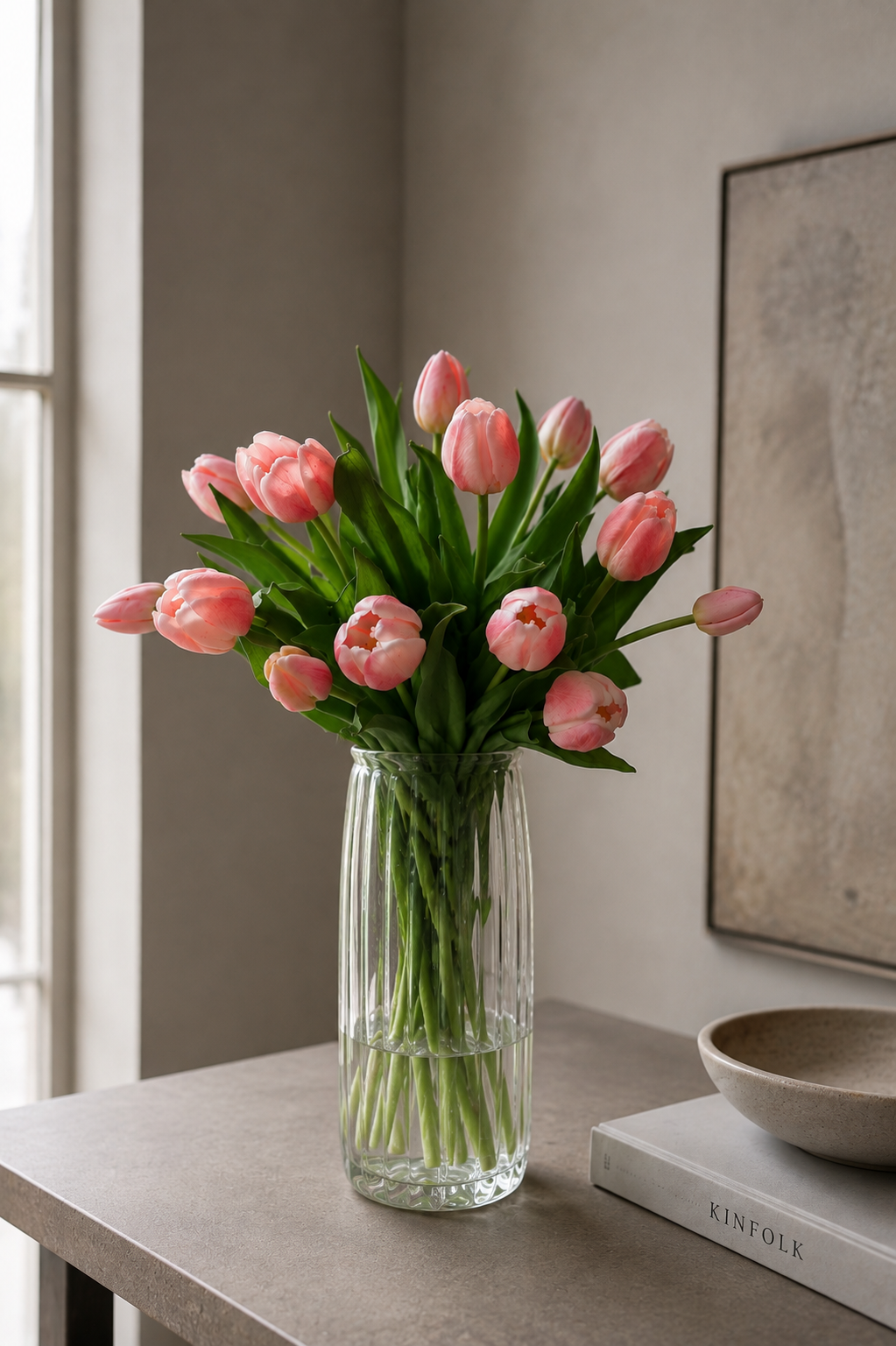 Artificial Tulip Bouquet Pink - 30 cm - 7