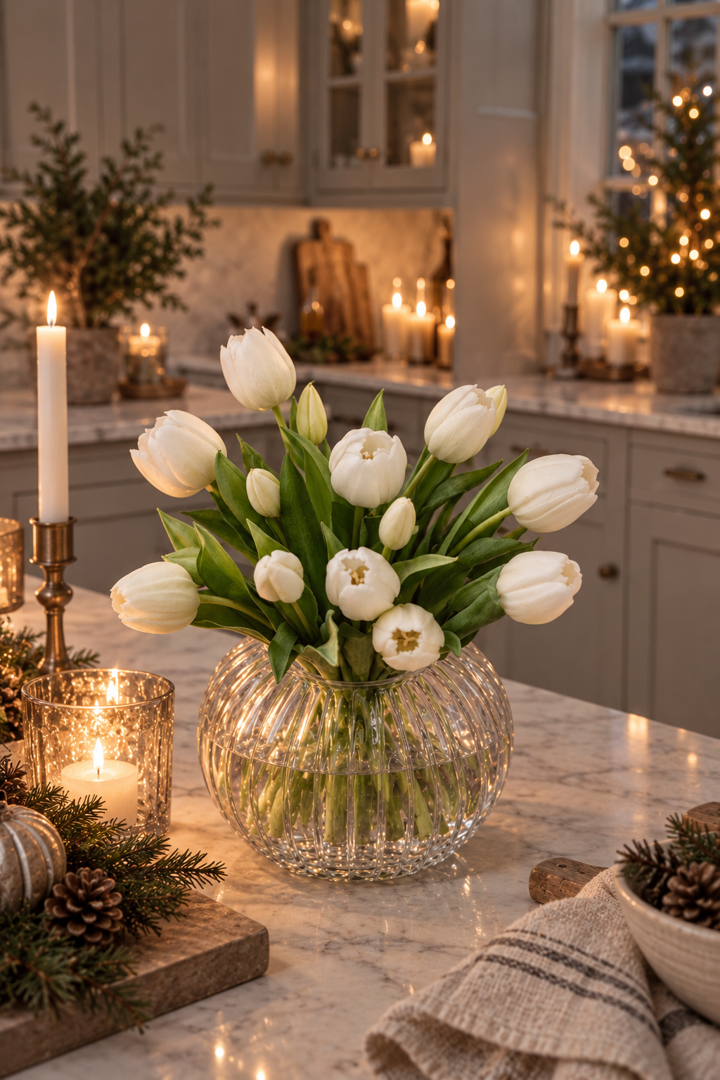 Artificial Tulip Bouquet White - 30 cm