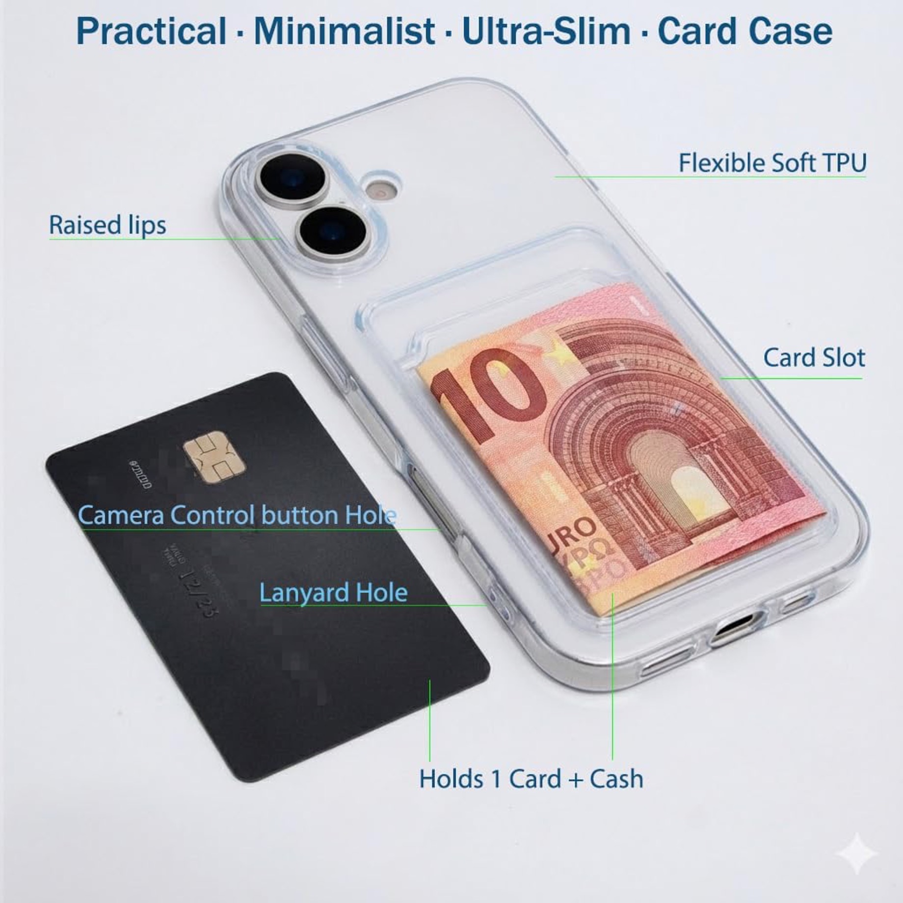 1SWEDEN skal för Iphone 17 - mobilskal korthållare slot TPU - 4