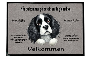 Dørmatte Hvit & Sort Spaniel 1