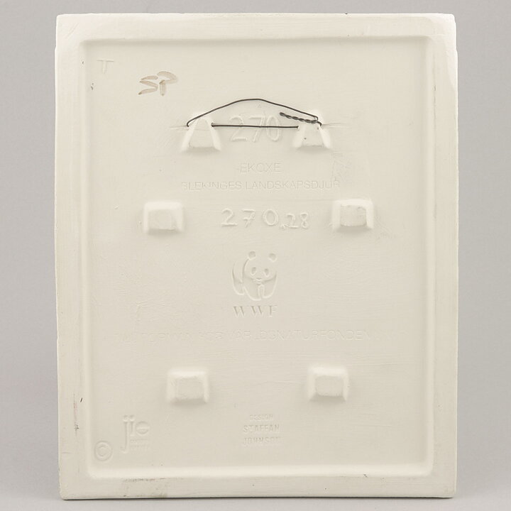Staffan Johnson (Province Animals 1980s) White Wall Plaque with Stag Beetle Motif 20 cm