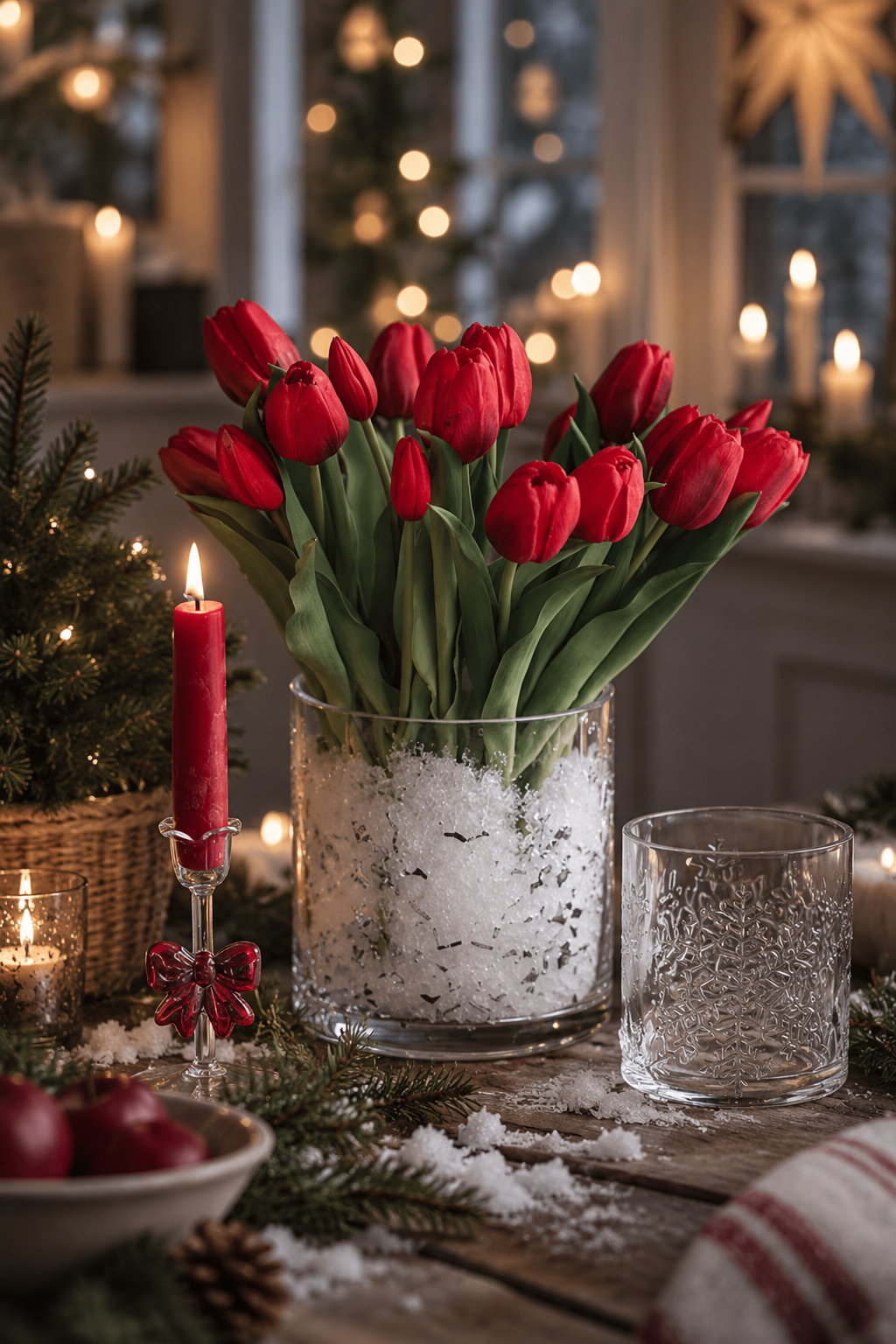 Artificial Tulip Bouquet Red - 30 cm - 5