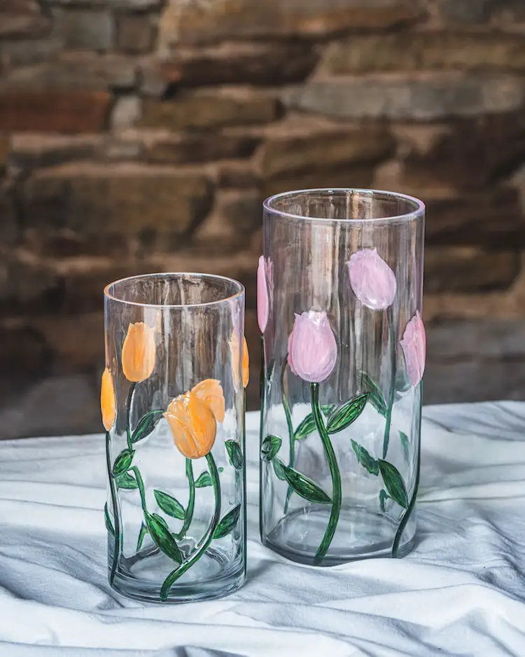 Tulips Apricot Vase - 25 cm