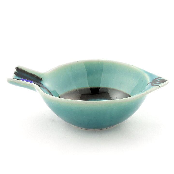 Lisa Larson (Stim 1958) Blue Fish Bowl with Hand-Painted Decor 18 cm (2)