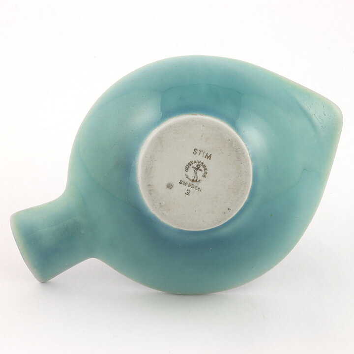 Lisa Larson (Stim 1958) Blue Fish Bowl with Hand-Painted Decor 18 cm (2)
