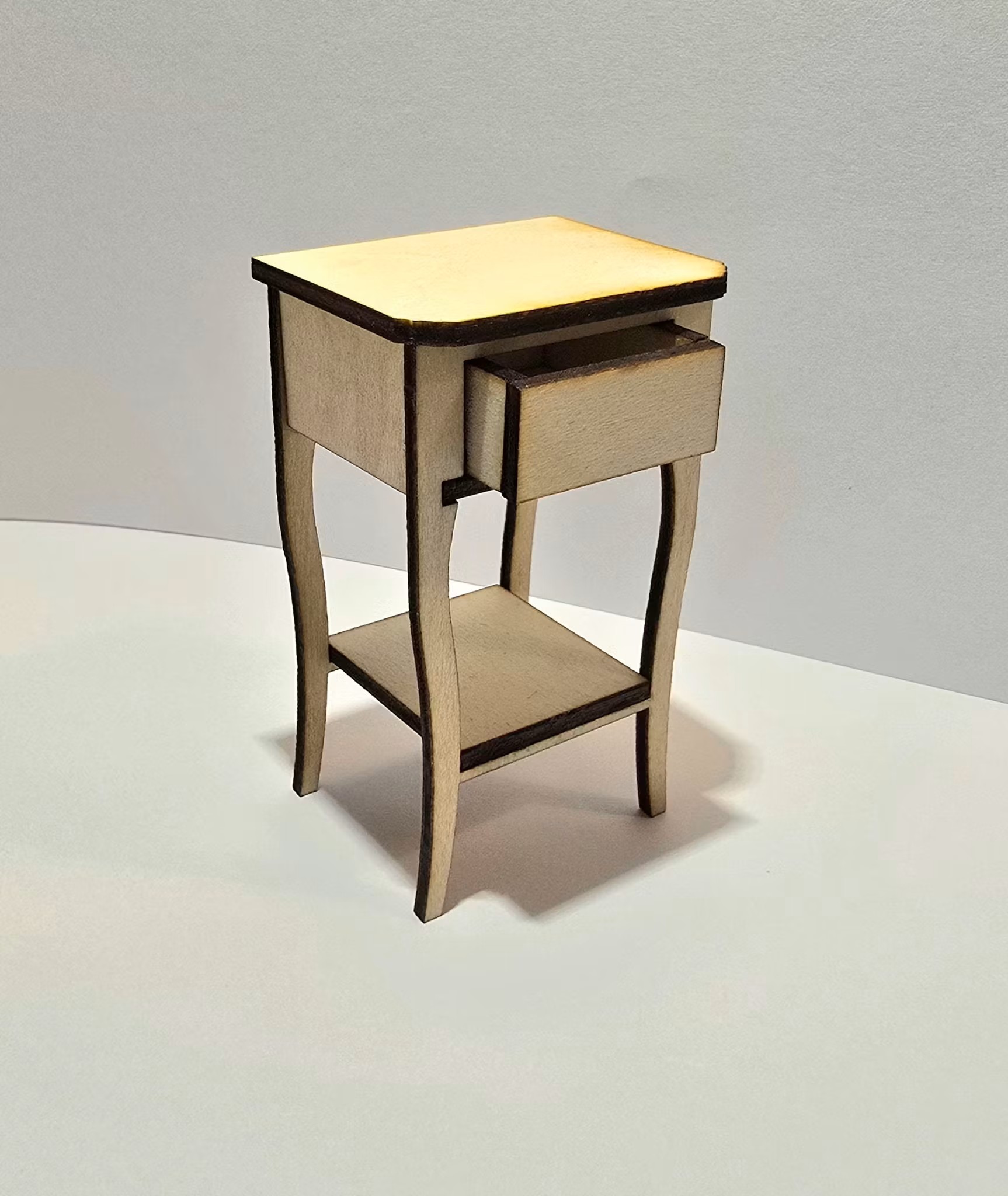 Round bedside table with drawer kit from Miniatures by ES