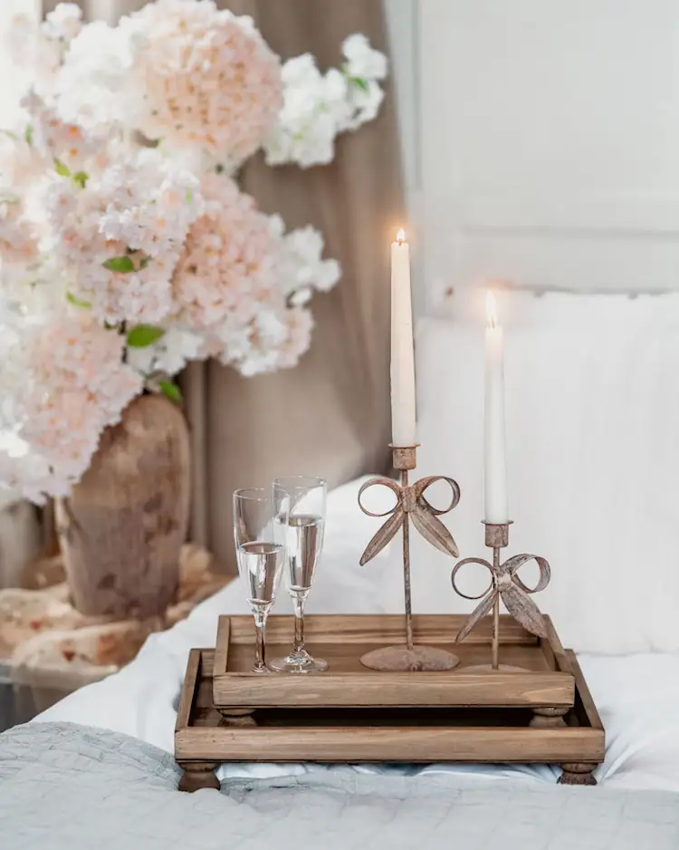 Ljusstake Helena Floral Beige - 22 cm