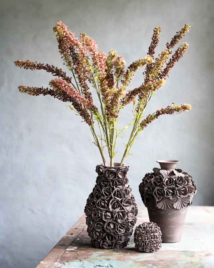 Ofelia Floral Brown Vase - 30 cm