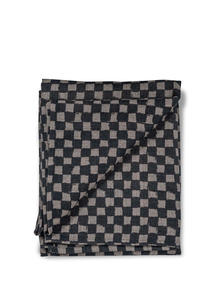 Sagaform /Byon Bomullsduk Checki, svart/beige, 150x250 cm