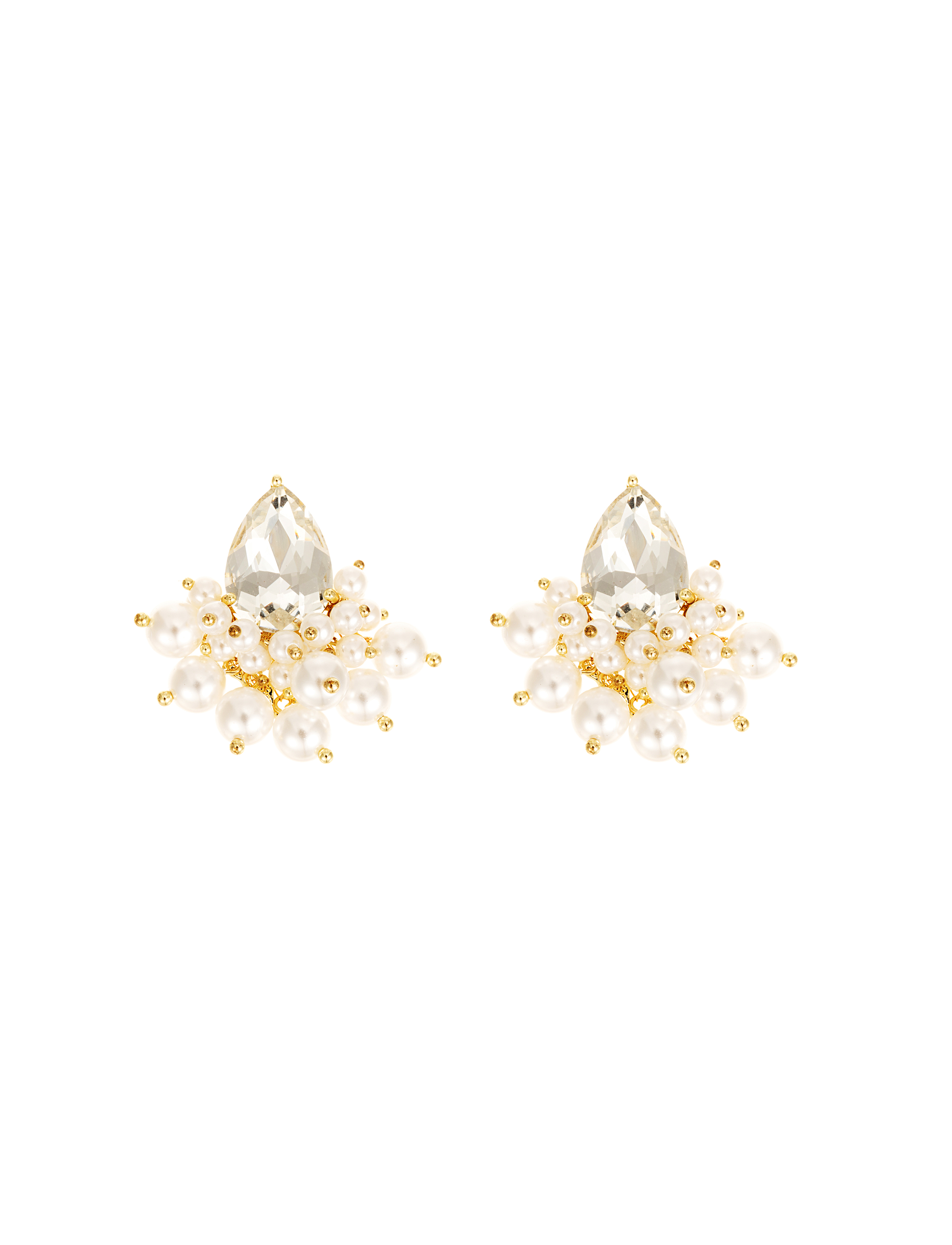 Pearl and crystal earring gold - 7
