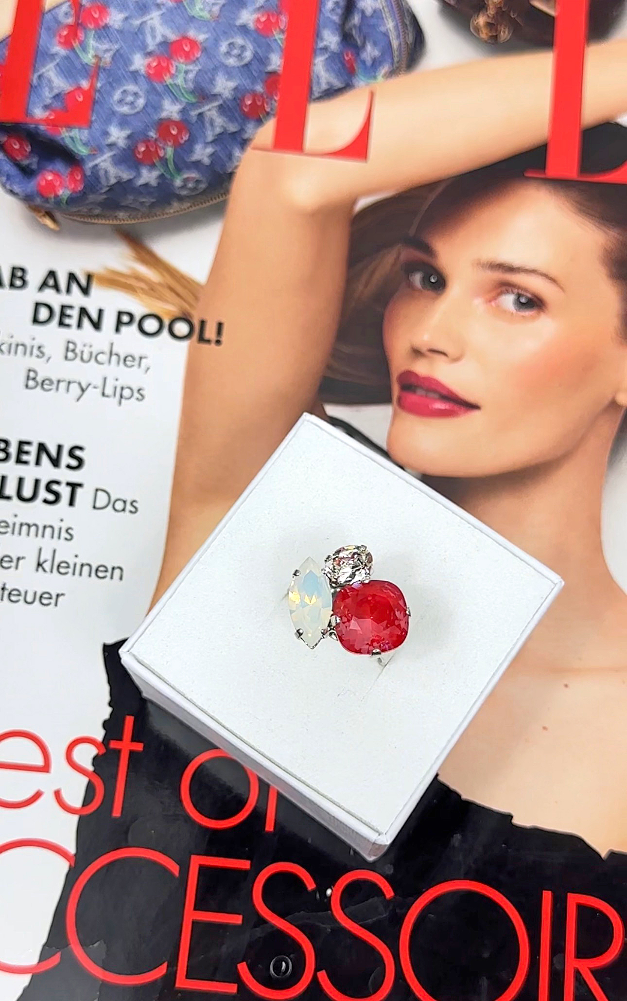 Ring Cruz  poppy Red combo Silver - 2