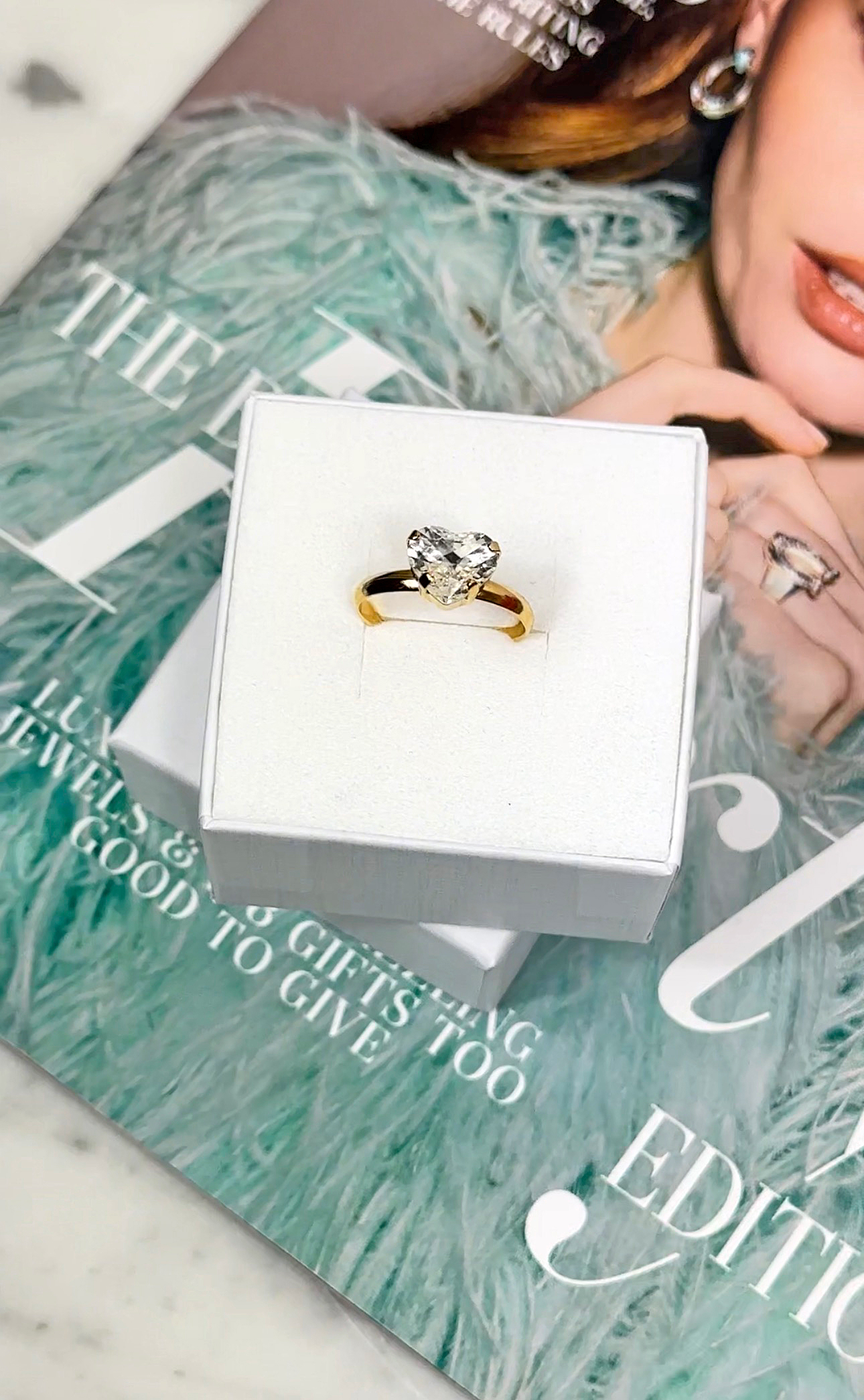 Ring Petite Forever Heart Clear Crystal Gold