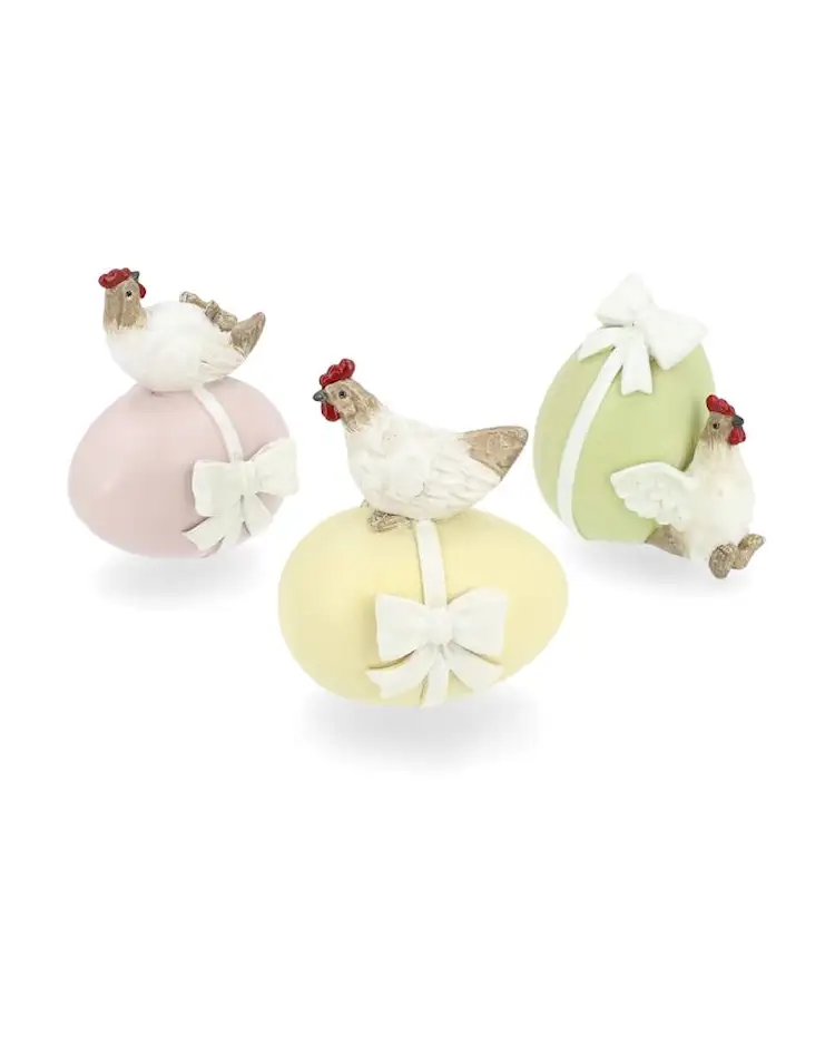 Dekoration Höna På Ägg Mix - 8 cm - 3-pack  - 2