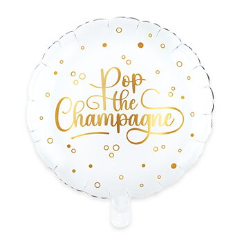 Folieballong - "Pop the champagne" - Vit
