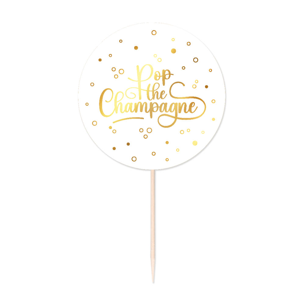 Cake picks - "Pop the champagne" - Vit