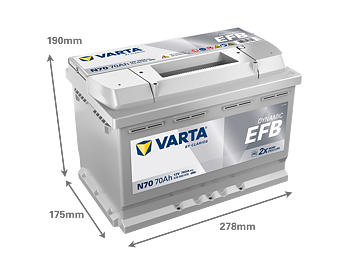 VARTA N70 Dynamic EFB Batteri 12V 70AH 760CCA (278x175x190/190mm) +höger