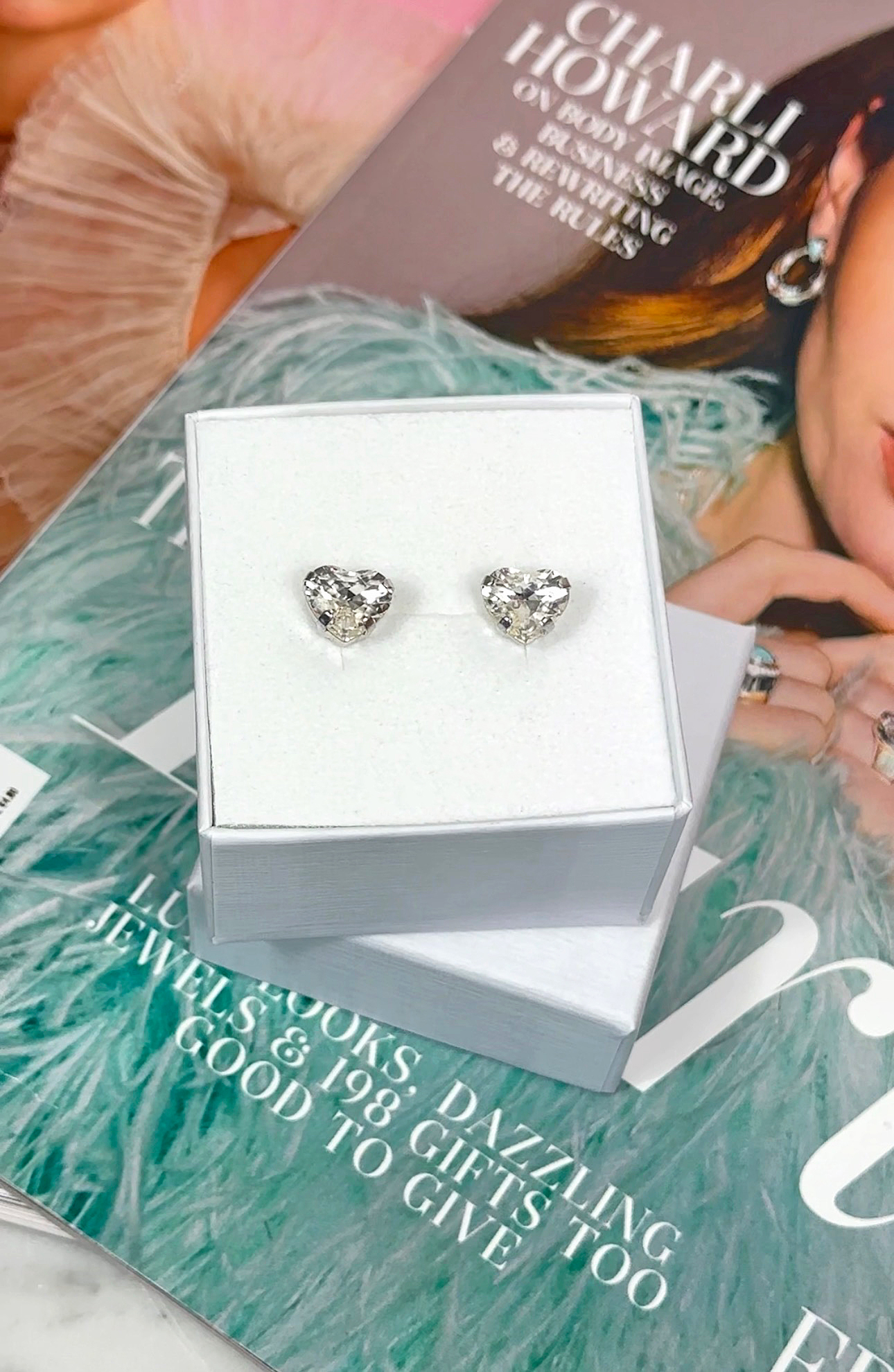 Earring Petite Forever Heart Clear Crystal Silver