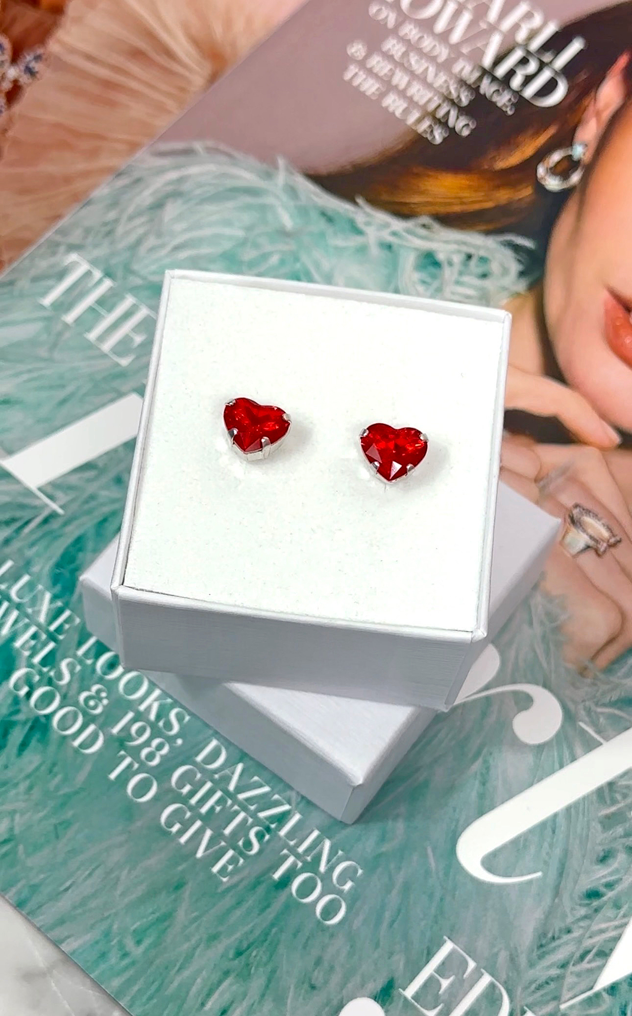 Earring Petite Forever Heart Red Silver
