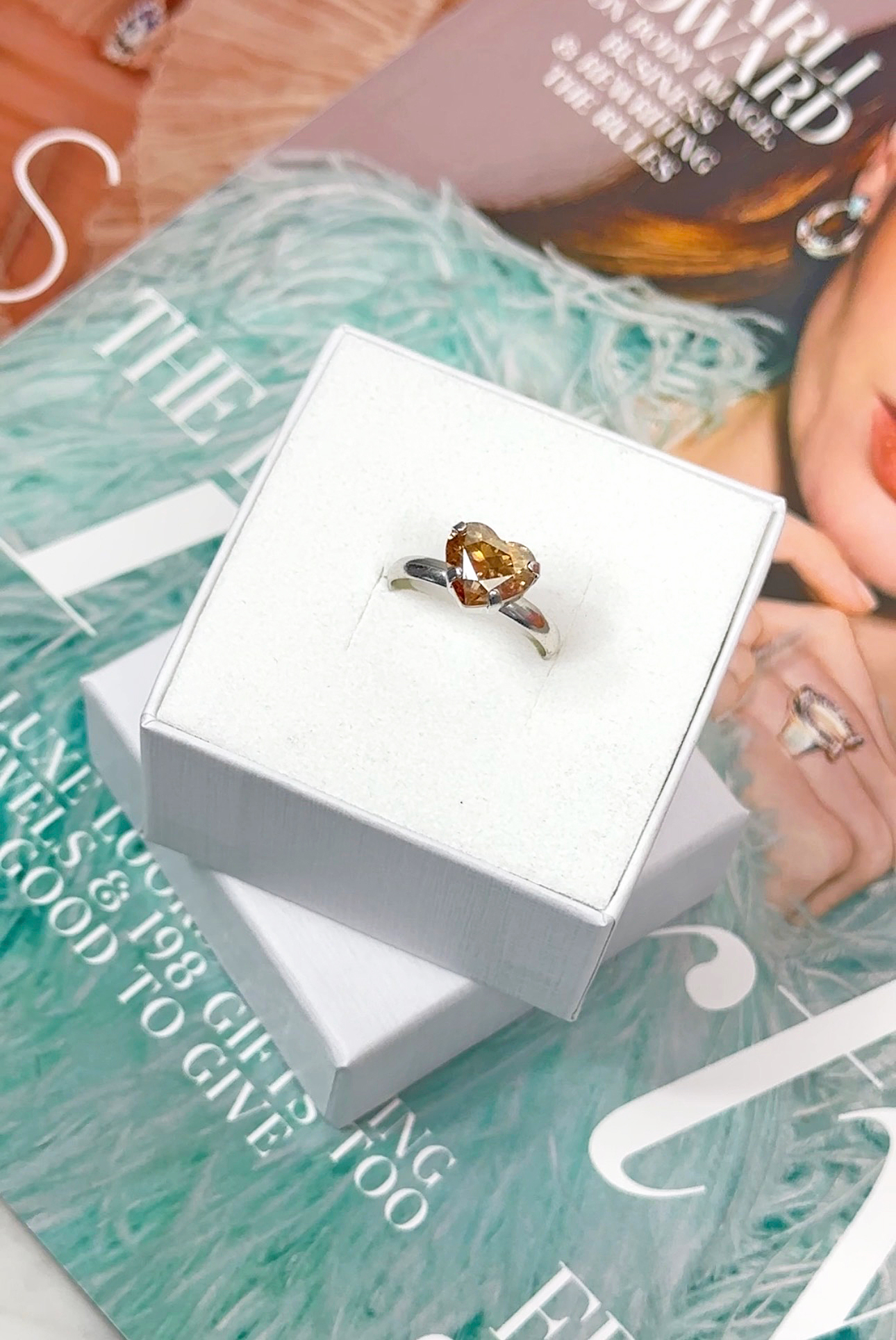 Ring Petite Forever Heart Golden Shadow Silver