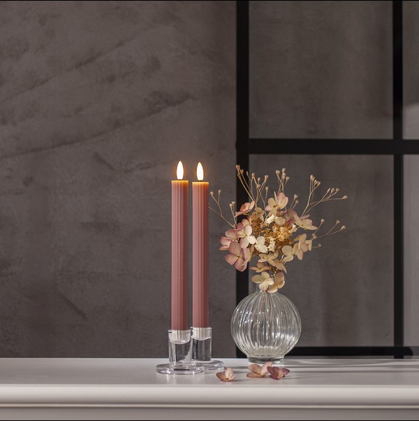 LED Antikljus Flamme Stripe Rosa 2-pack 