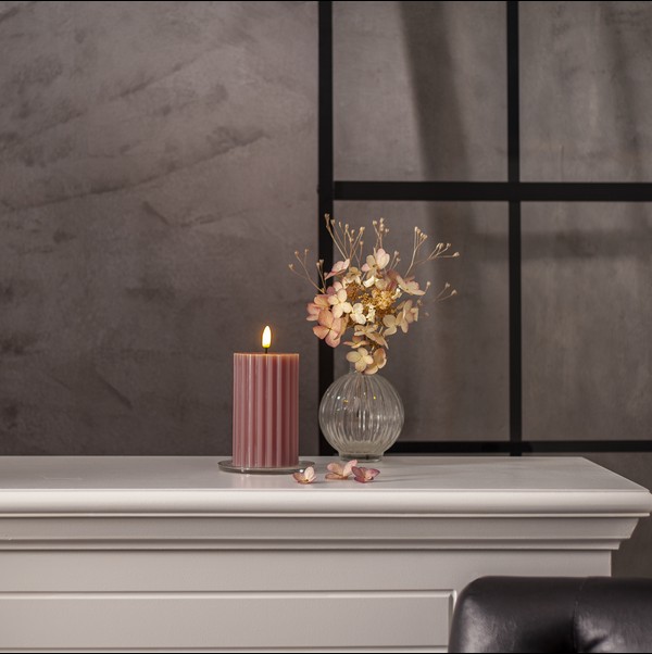 LED Blockljus Flamme Stripe Rosa