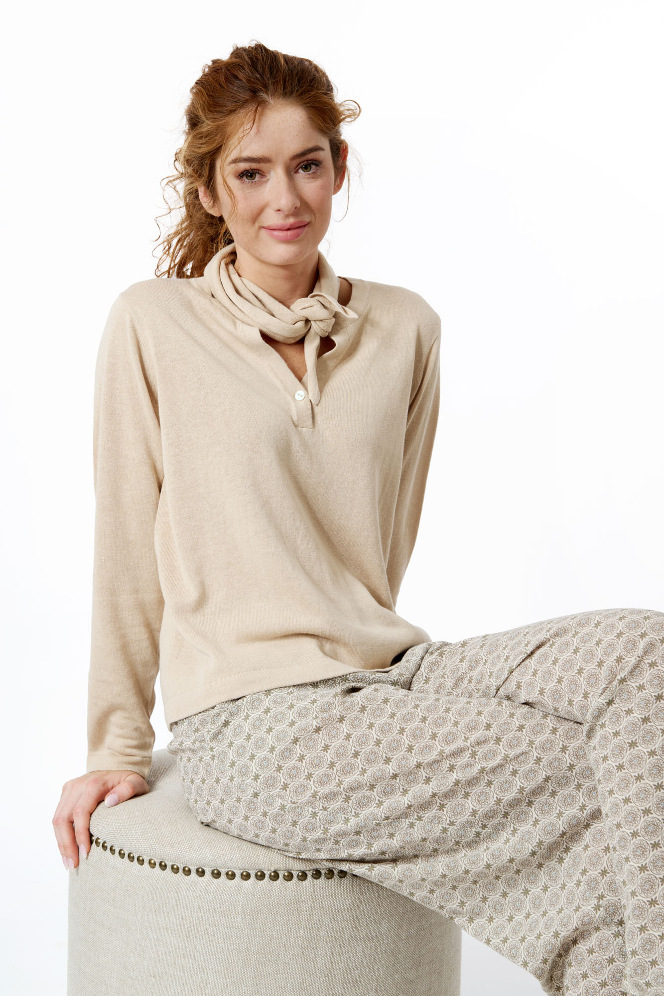 Kriss jumper with scarf  desert - 5