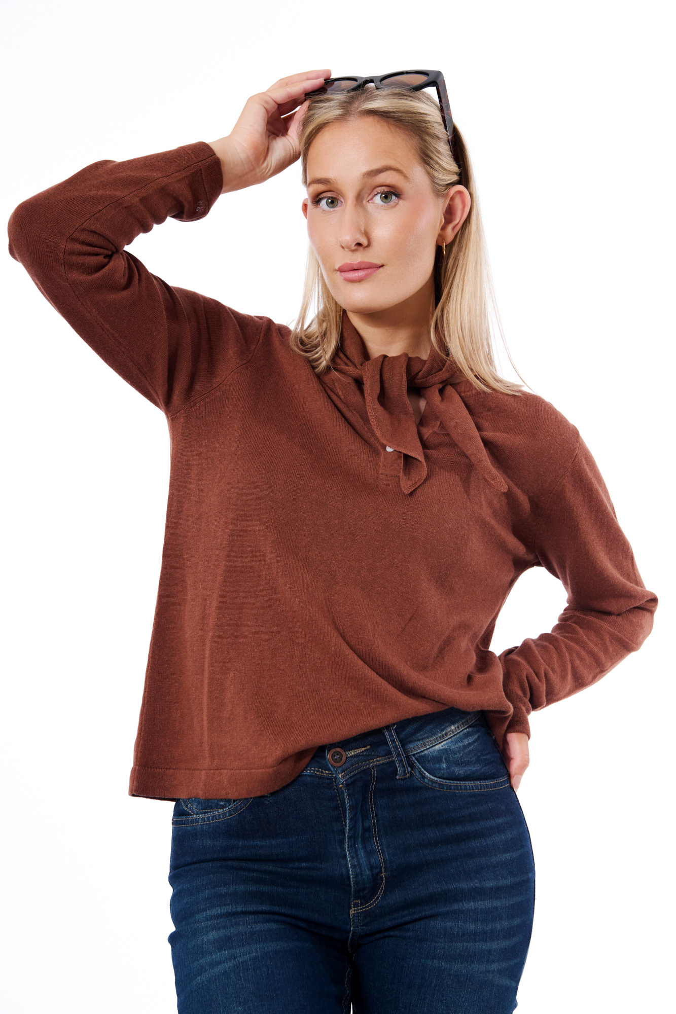 Kriss jumper with scarf  tan - 5