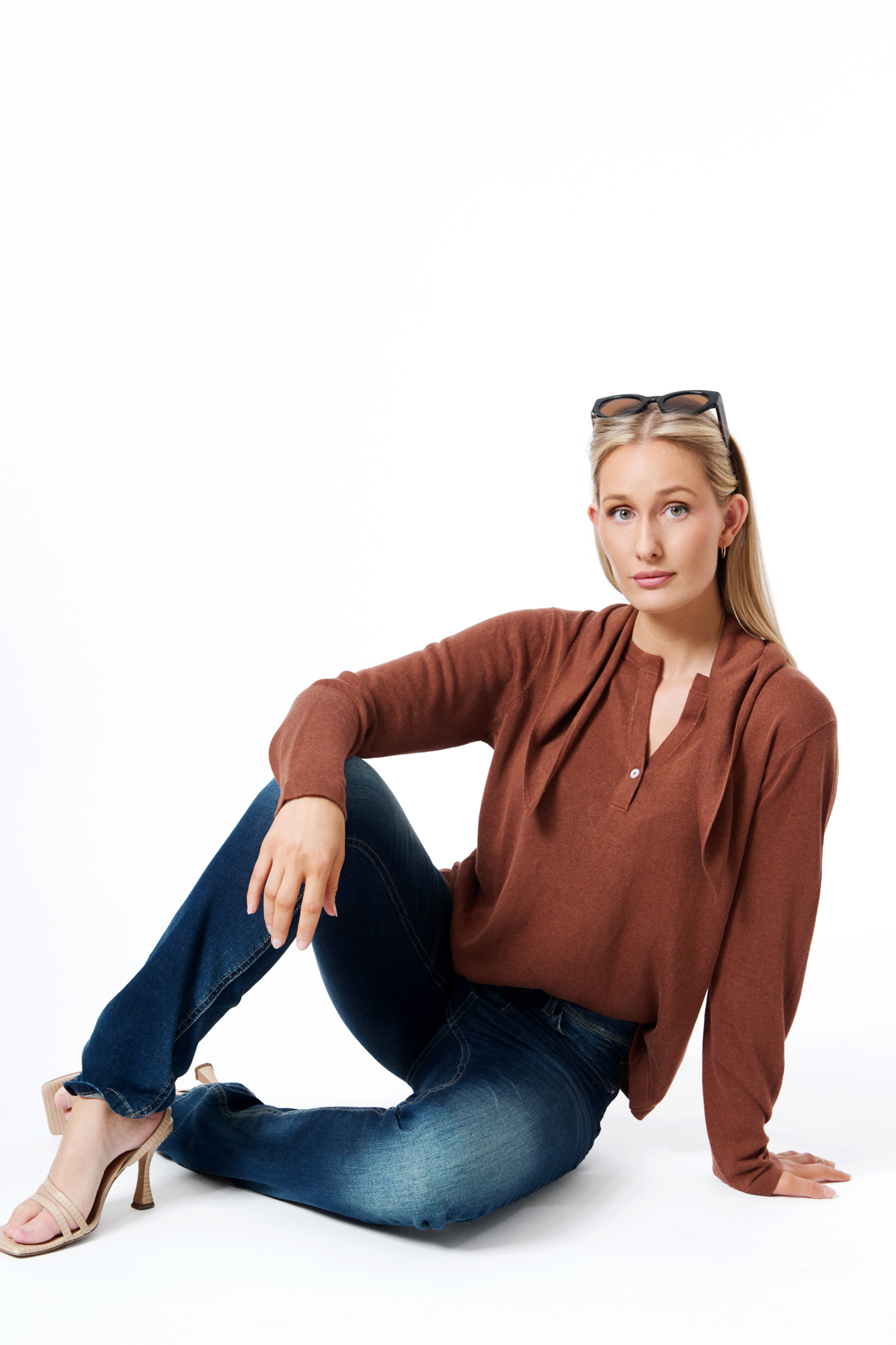 Kriss jumper with scarf  tan - 3