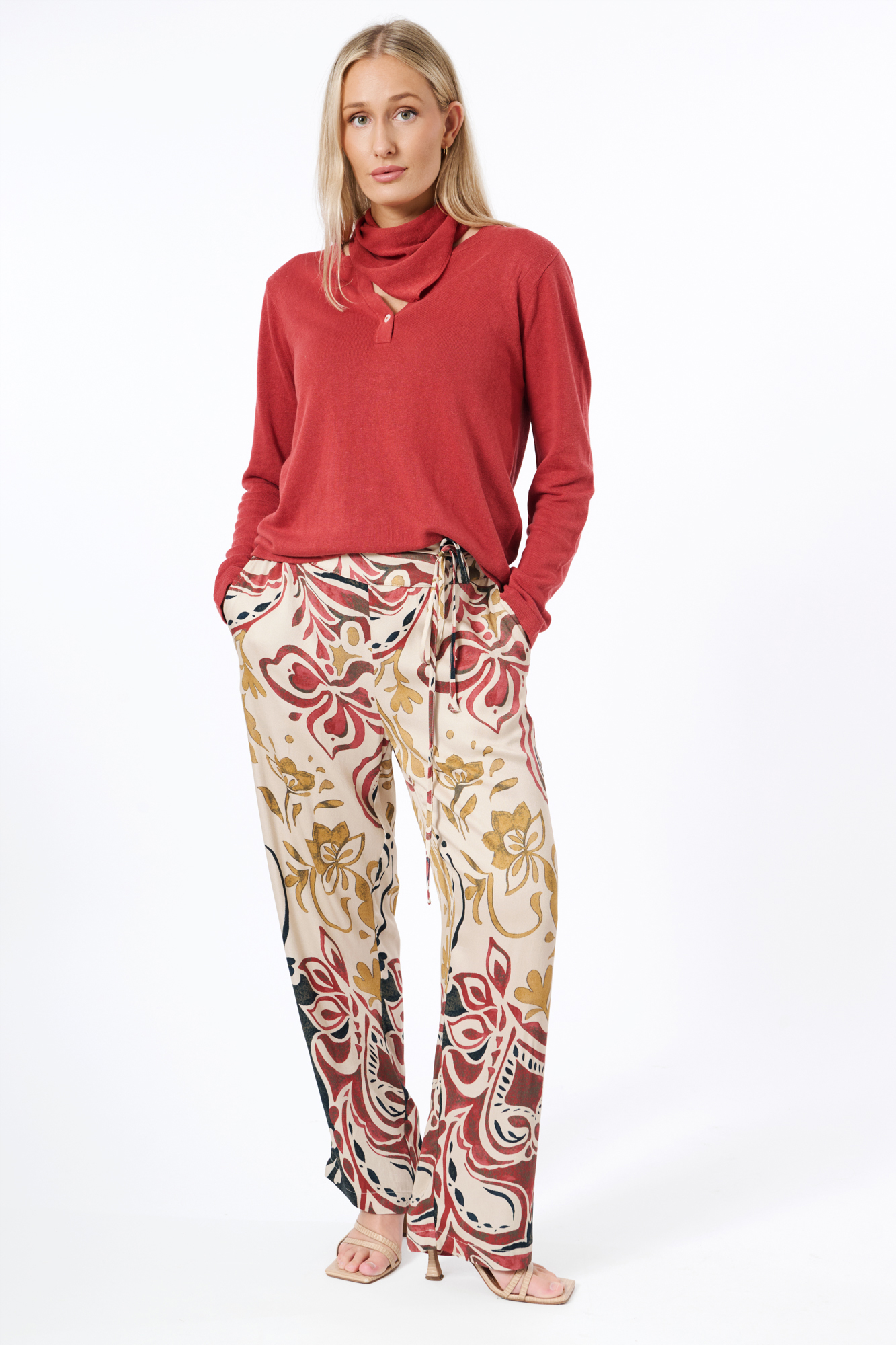 Kriss jumper with scarf  terracotta - 5