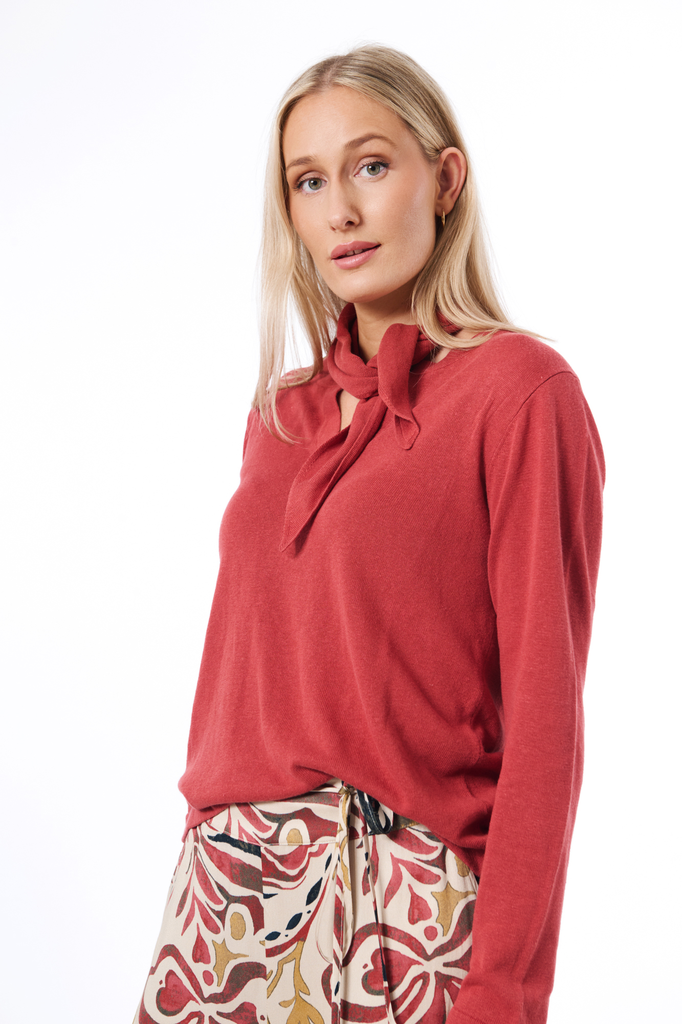 Kriss jumper with scarf  terracotta