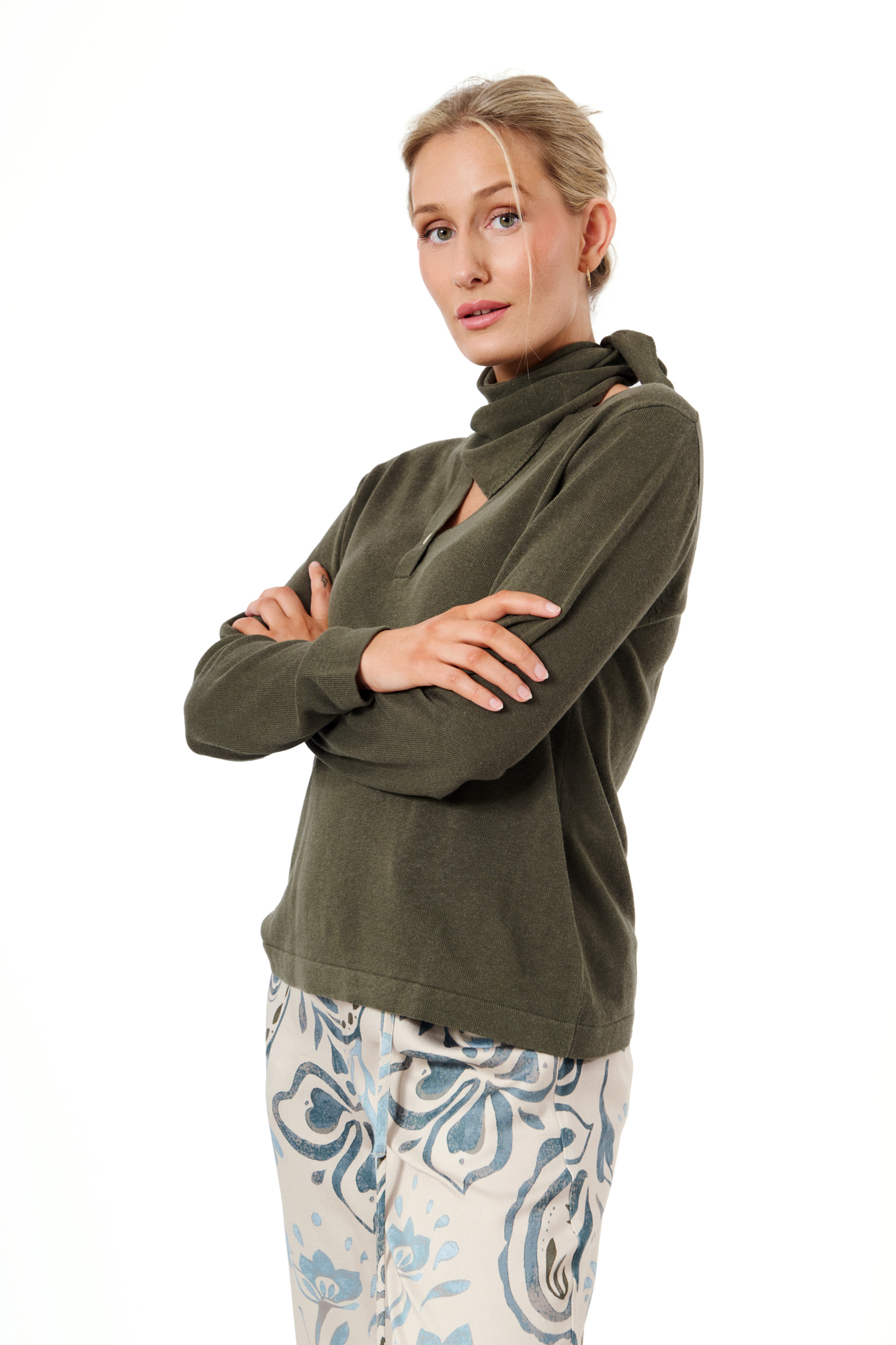 Kriss jumper with scarf  evergreen