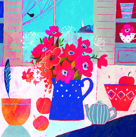 Bday Open / Anemone Jug, Greeting Card