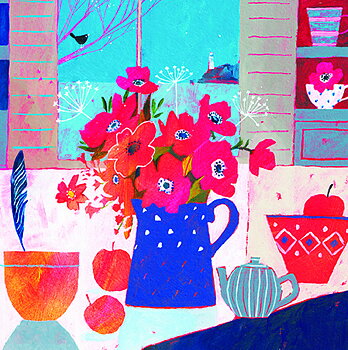 Bday Open / Anemone Jug, Greeting Card