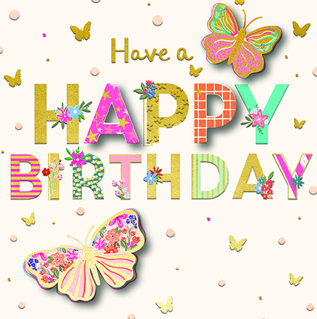 Bday Open / Pretty Butterflies, Greeting Card