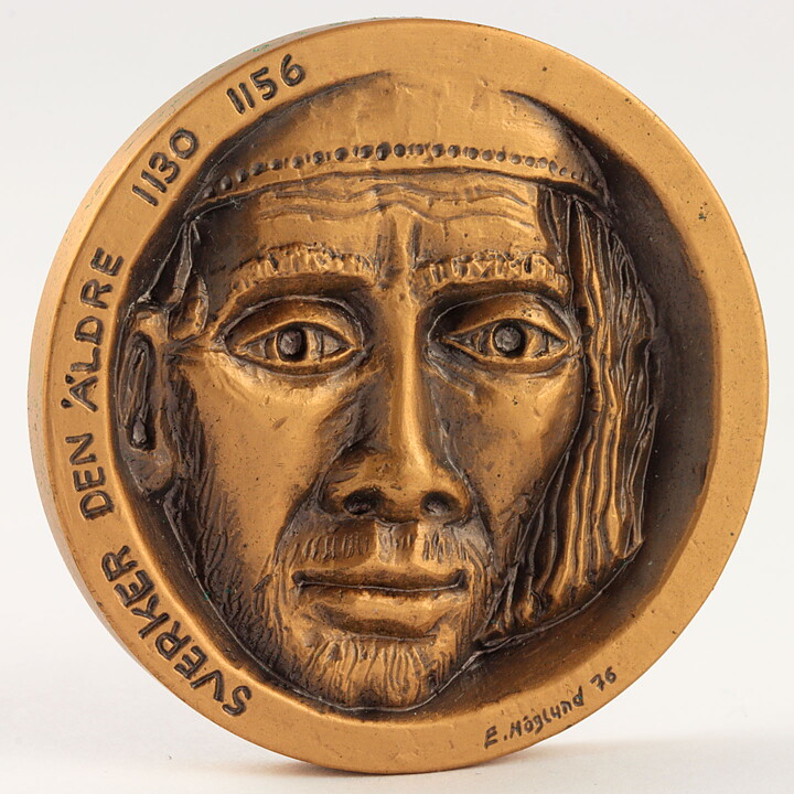 Erik Höglund (1976) Bronze Medallion with King Motif (Sverker den Äldre) 4 cm  [Sample Images]