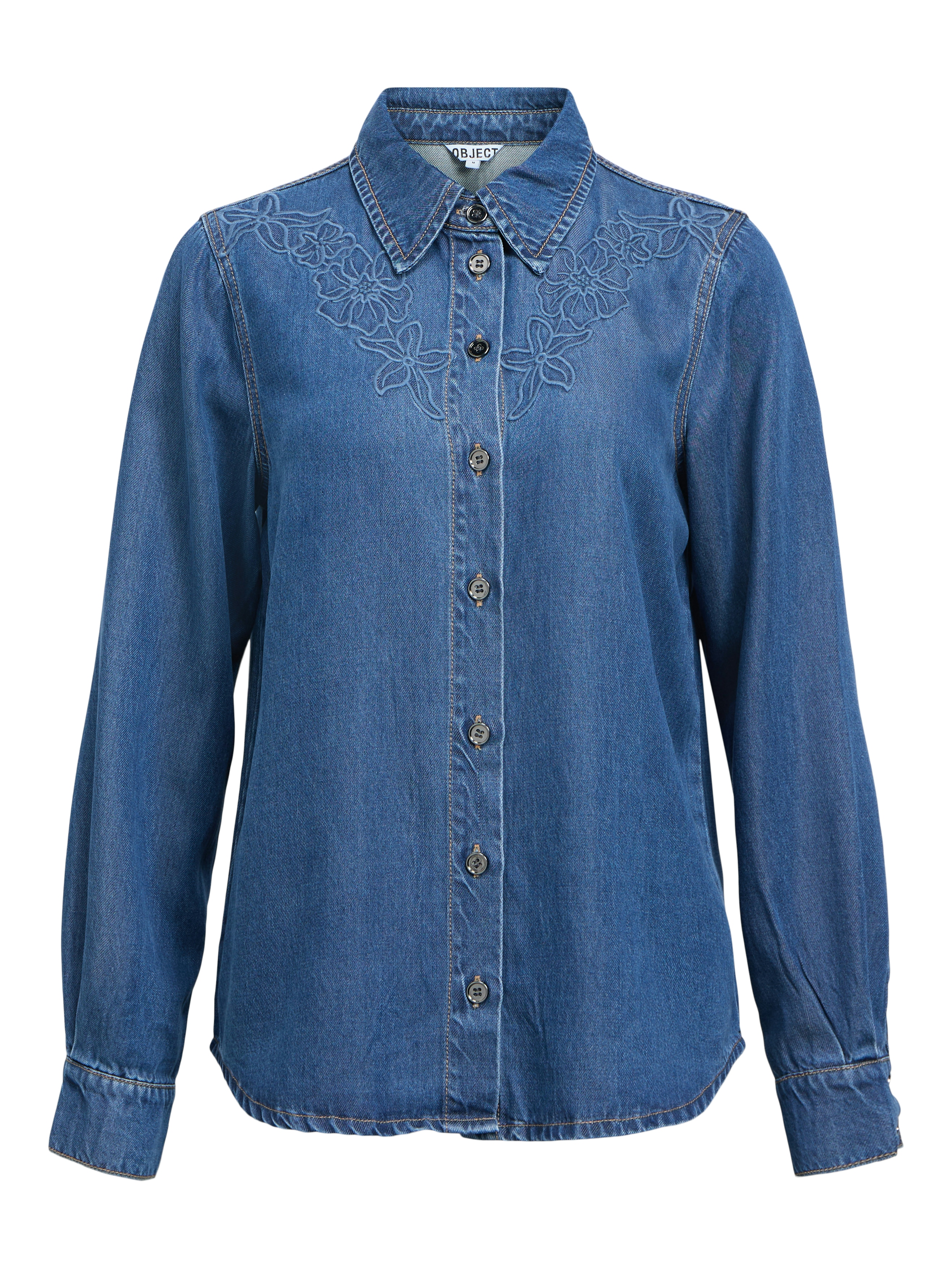 OBJFRAME DECO LS LO SHIRT E PS 26 medium blue denim
