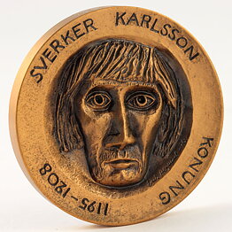 Erik Höglund (1976) Bronze Medallion with King Motif (Sverker Karlsson) 4 cm  [Sample Images]
